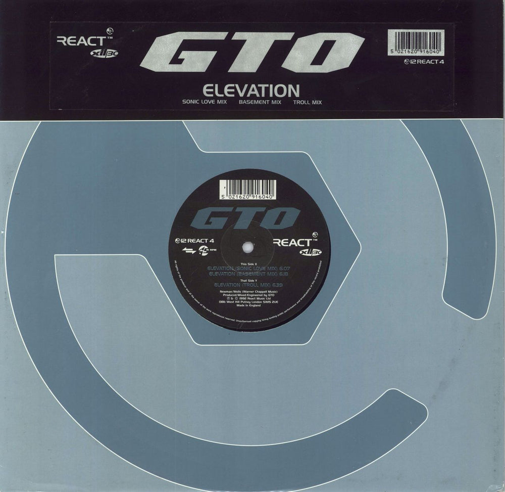 GTO Elevation UK 7" vinyl single (7 inch record / 45) 12REACT4