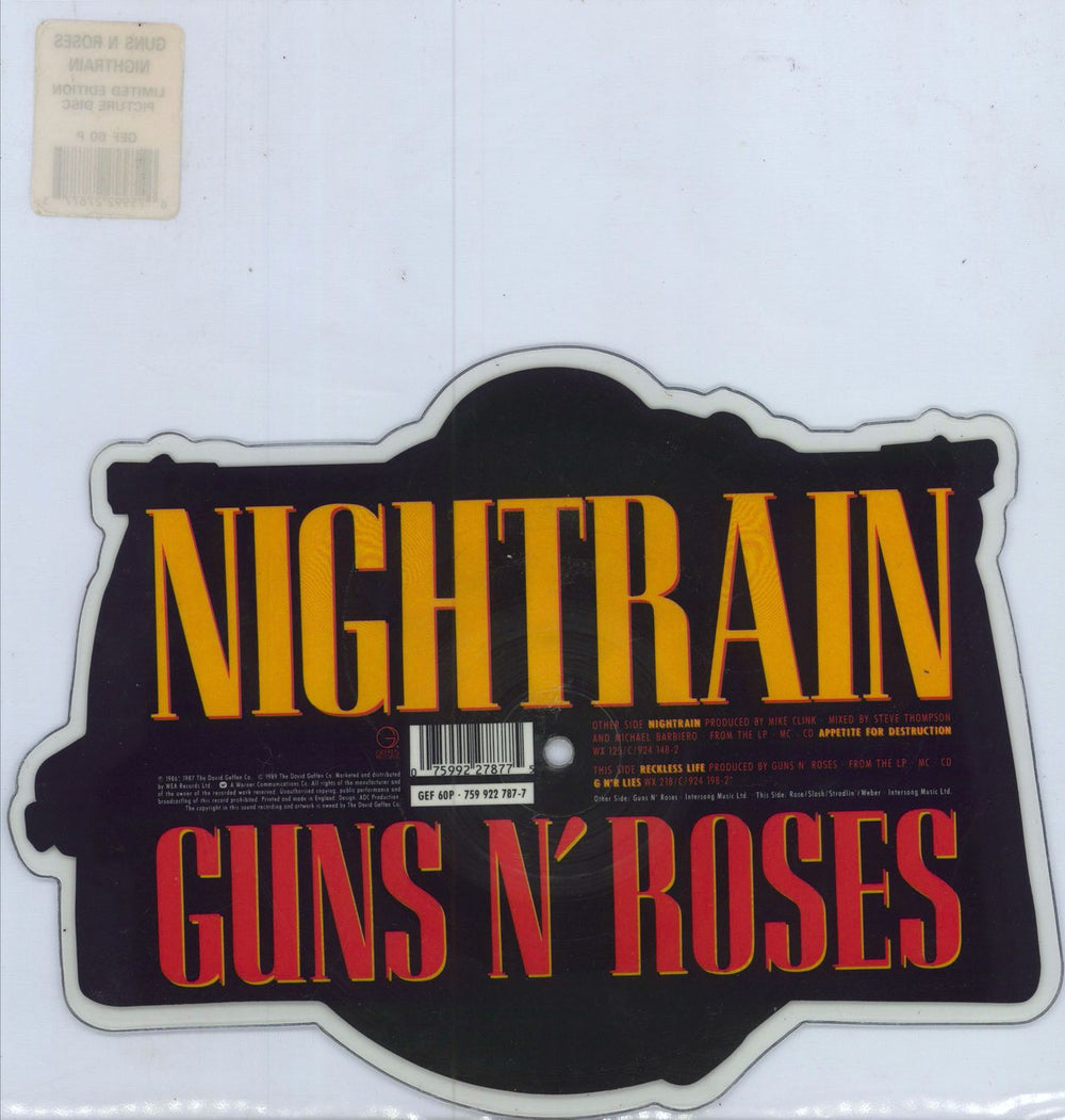 Guns N Roses Nightrain - Stickered UK shaped picture disc (picture disc vinyl record) GNRSHNI00659