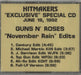 Guns N Roses November Rain Edits US Promo CD single (CD5 / 5") GNRC5NO06771