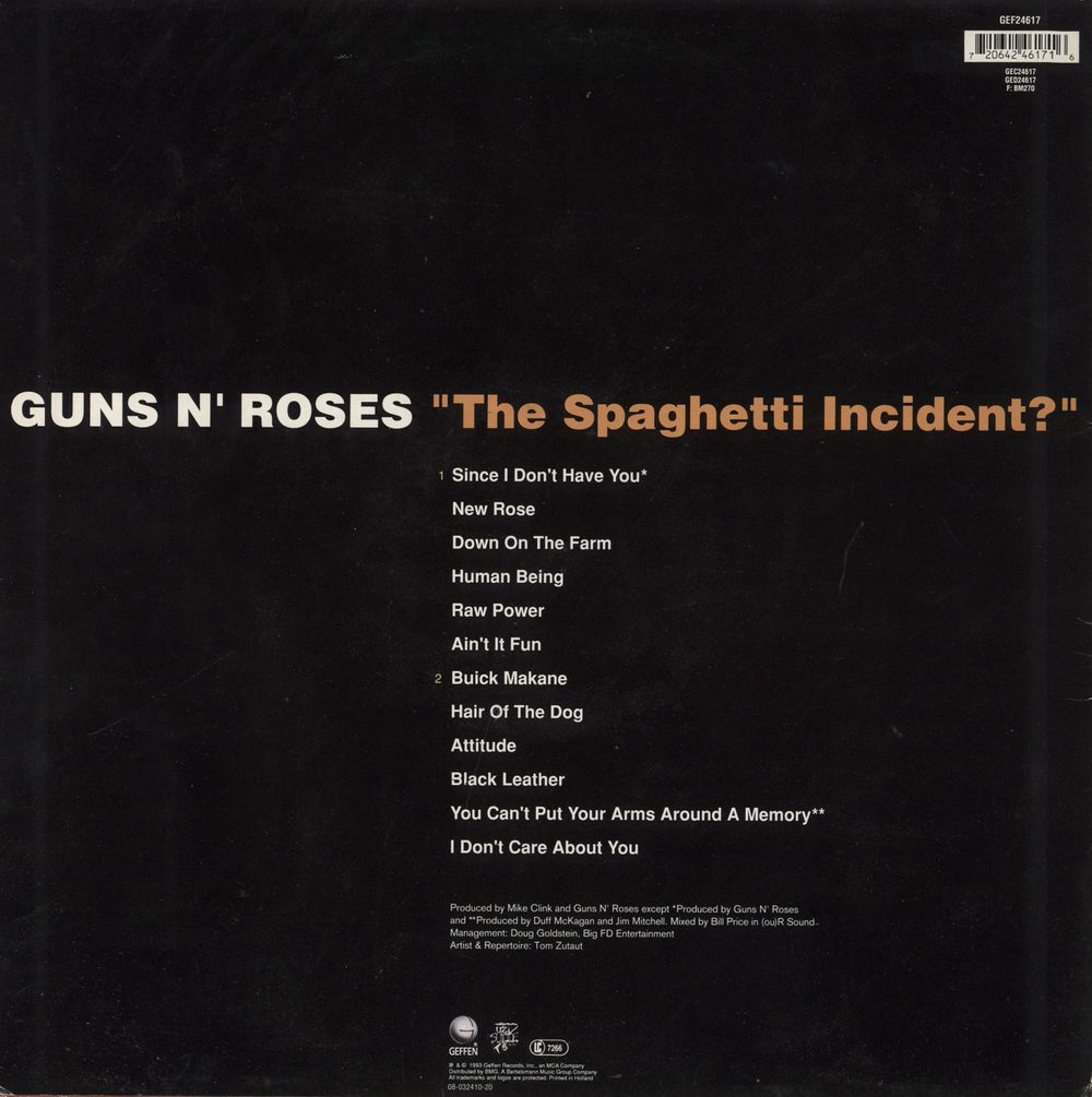 Guns N Roses The Spaghetti Incident? - Warning sticker - EX UK vinyl LP album (LP record) 720642461716