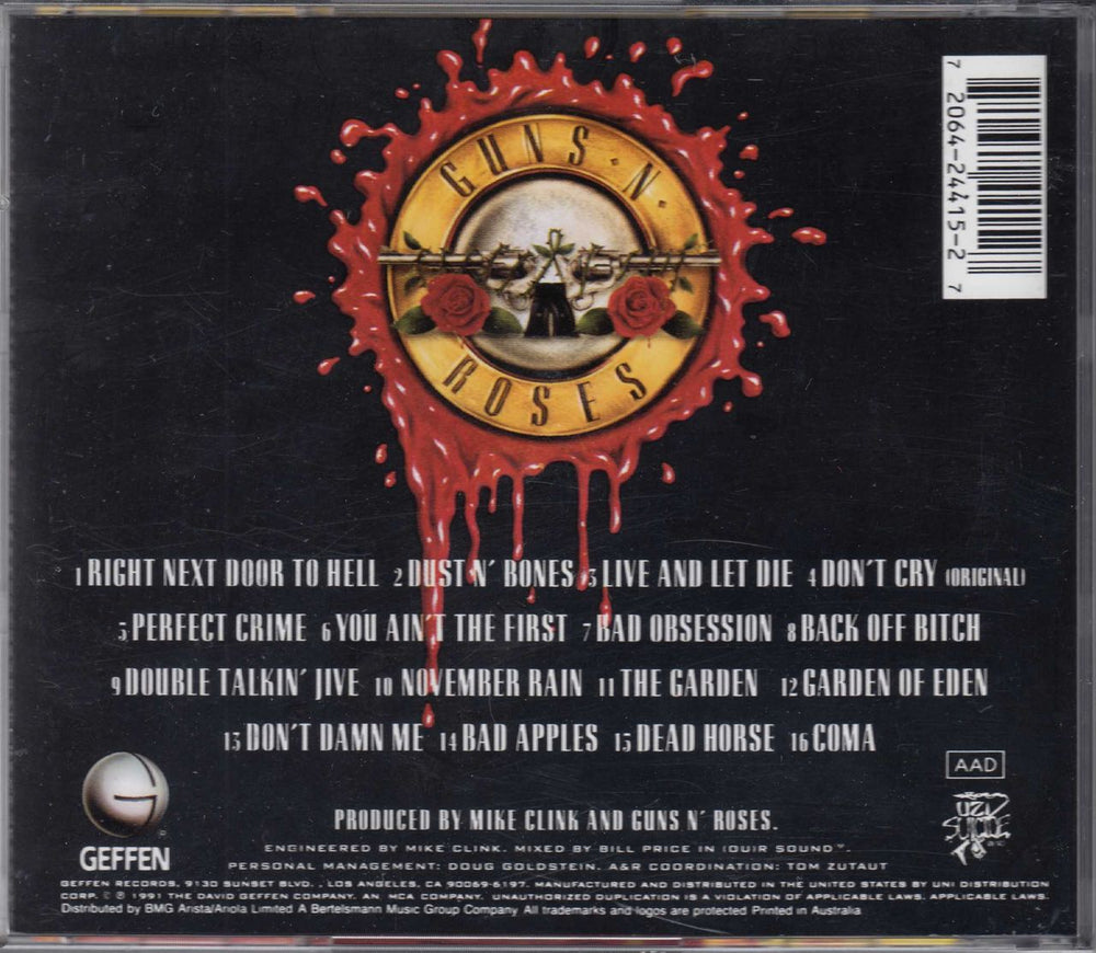 Guns N Roses Use Your Illusion - I - Gold Tour Cd Australian CD album (CDLP) GNRCDUS56657