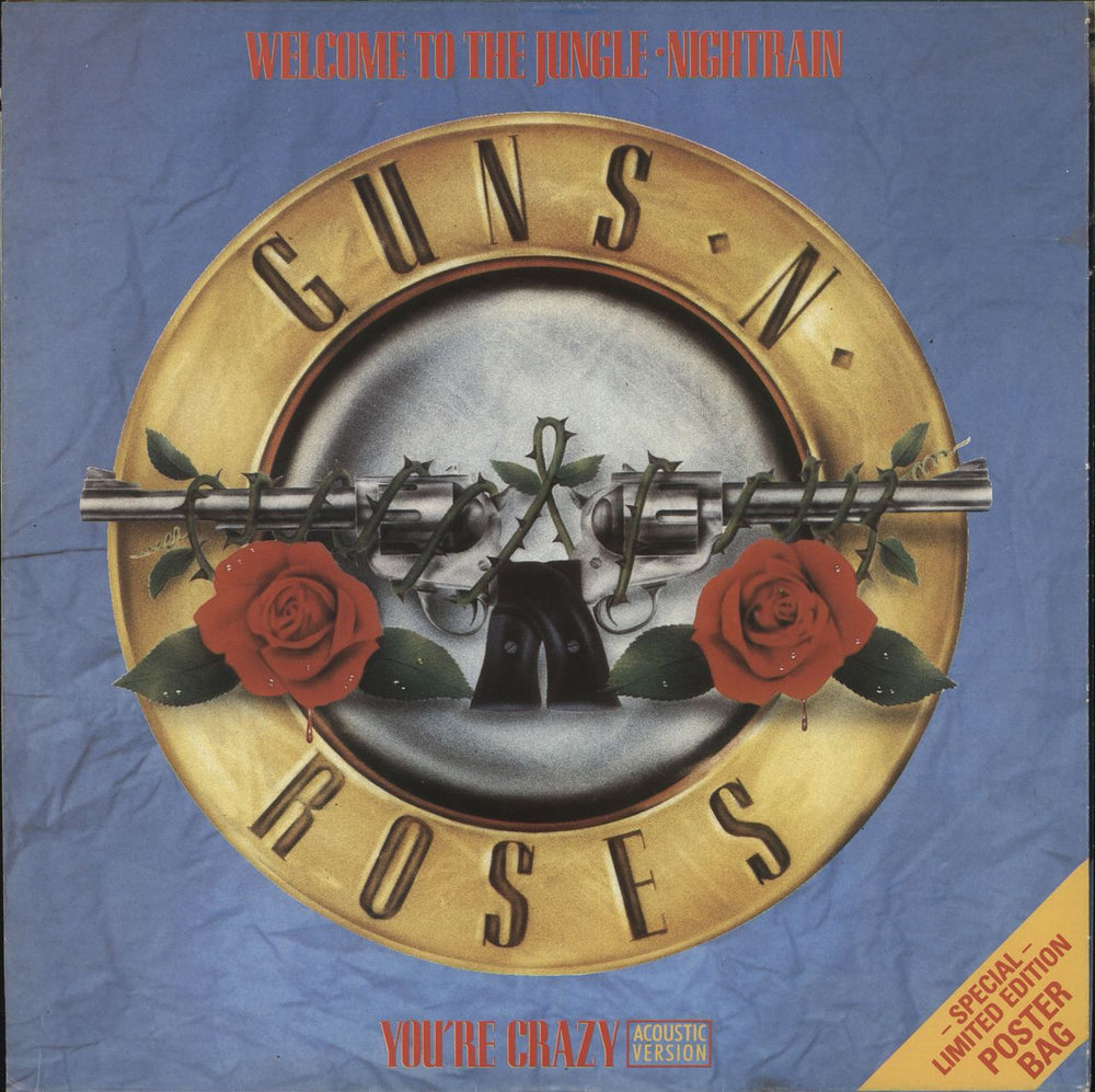 Guns N Roses Welcome To The Jungle - Poster sleeve UK 12" vinyl single (12 inch record / Maxi-single) GEF47TW