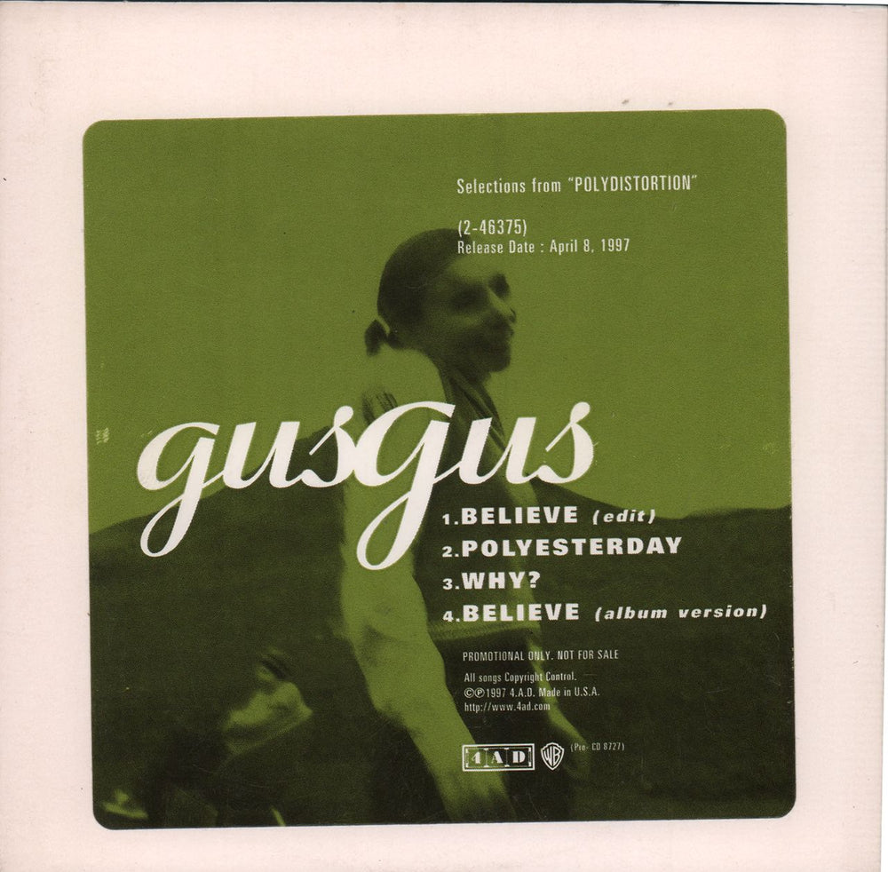 Gus Gus Selections From Polydistortion US Promo CD single (CD5 / 5") PRO-CD8727