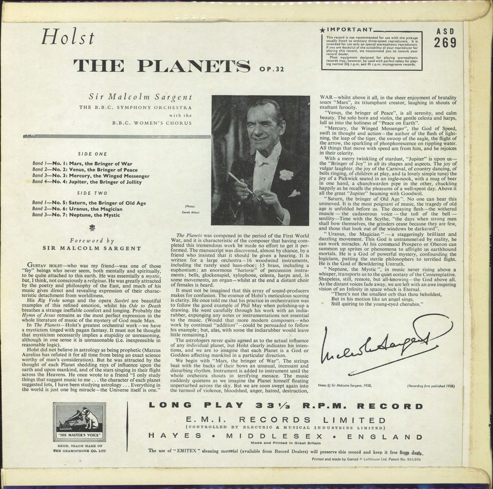 Gustav Holst The Planets - 4th UK vinyl LP album (LP record)