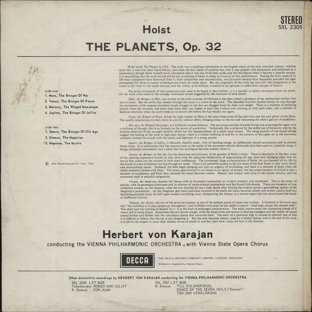 Gustav Holst The Planets UK vinyl LP album (LP record)