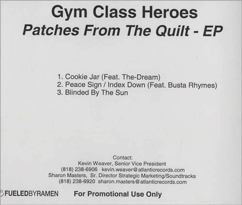 Gym Class Heroes Patches From The Quilt EP US Promo CD-R acetate GDQCRPA465935