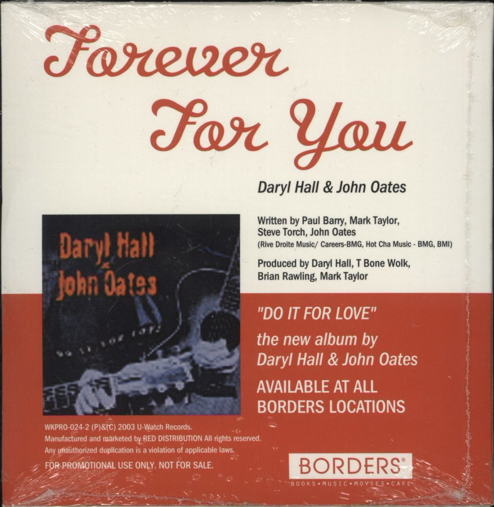 Hall & Oates Forever For You - Sealed US Promo CD single (CD5 / 5")