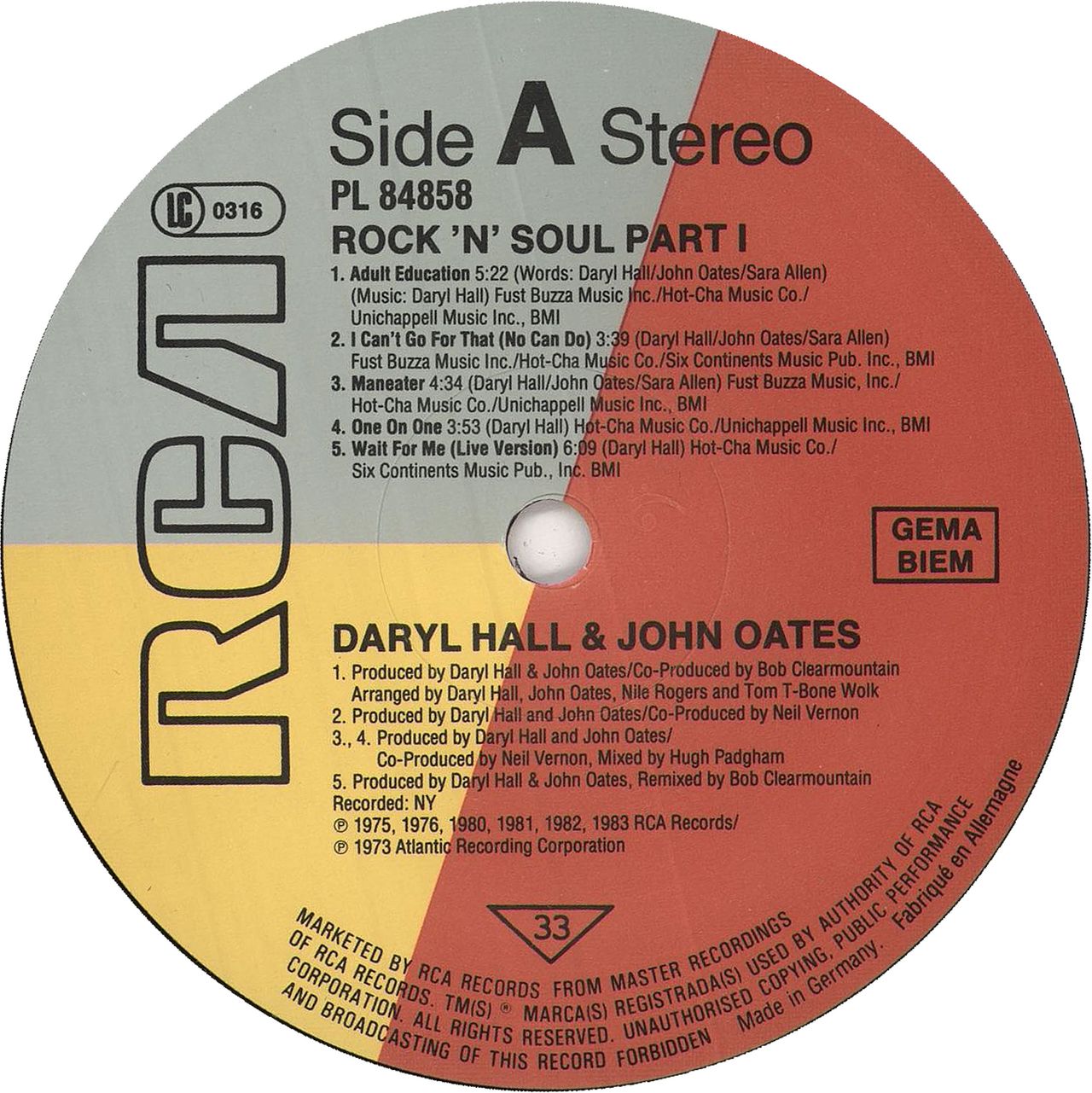 Hall & Oates Rock 'N Soul Part 1 + Calendar German Vinyl LP