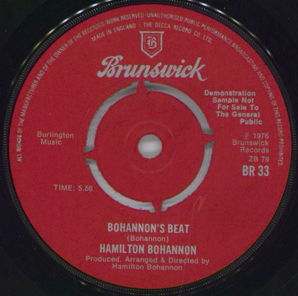 Hamilton Bohannon Bohannon's Beat UK Promo 7" vinyl single (7 inch record / 45)