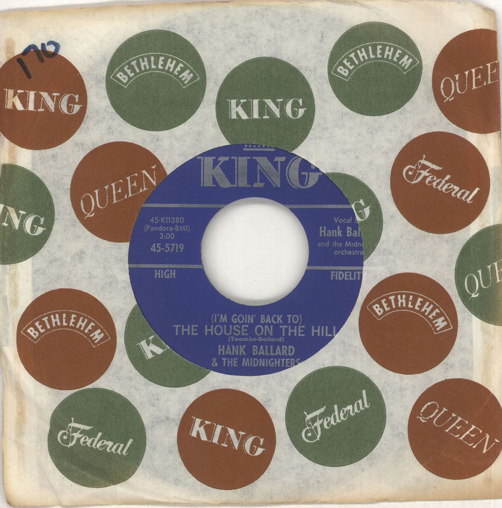 Hank Ballard (I'm Goin' Back To) The House On The Hill US 7" vinyl single (7 inch record / 45) 45-5719