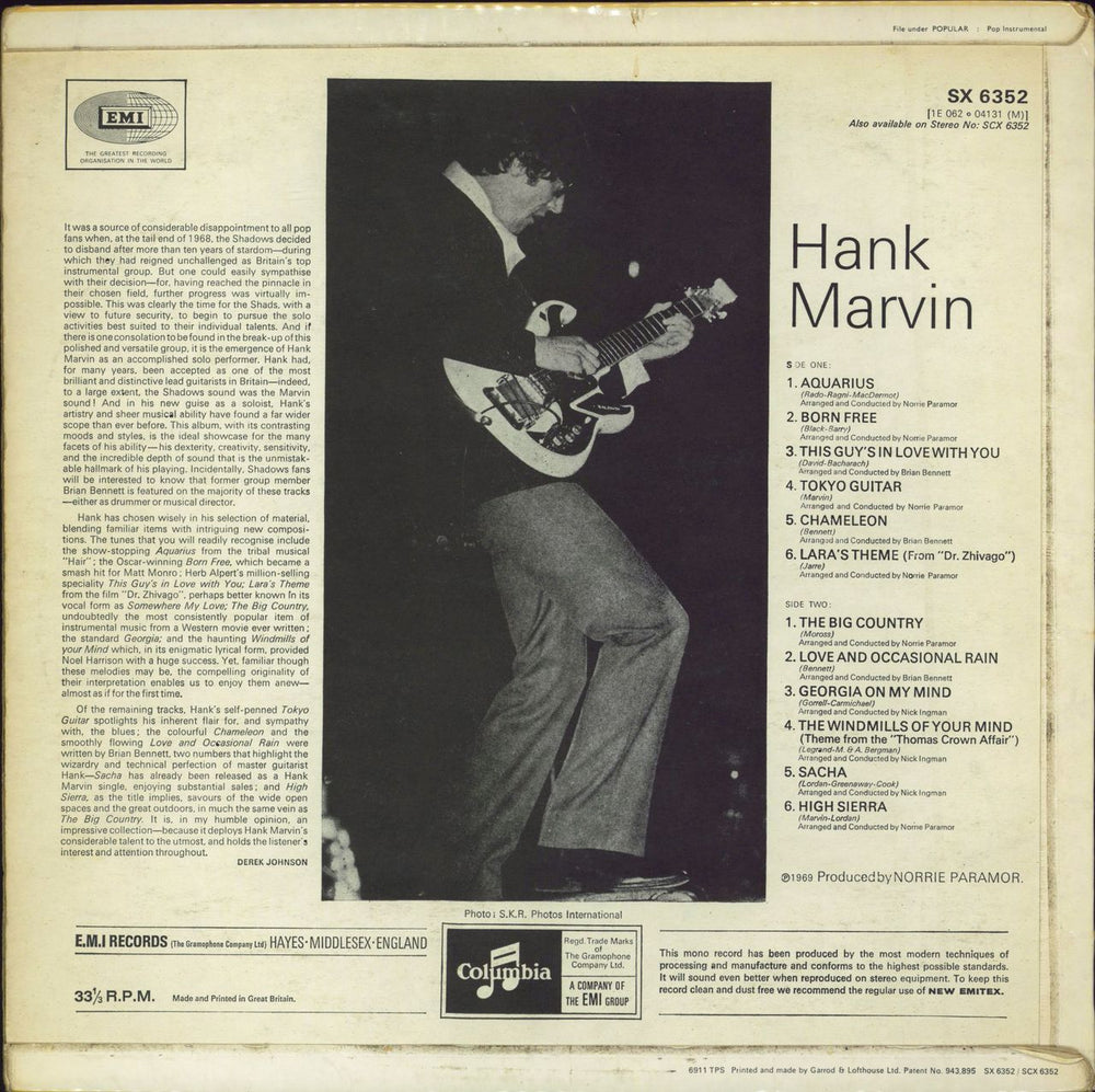 Hank Marvin Hank Marvin - Mono UK vinyl LP album (LP record)