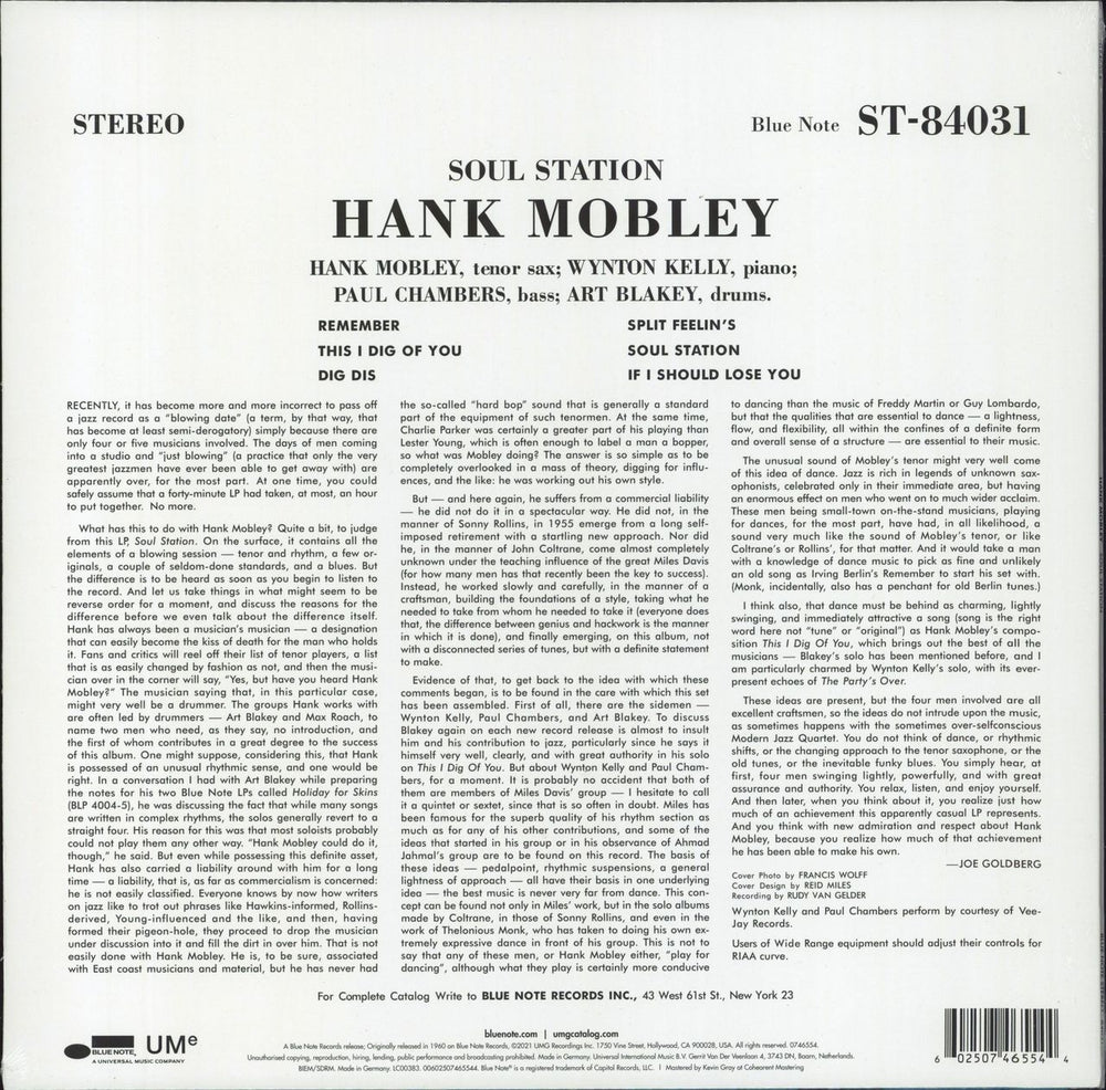 Hank Mobley Soul Station - 180gram vinyl - sealed German vinyl LP album (LP record) 602507465544