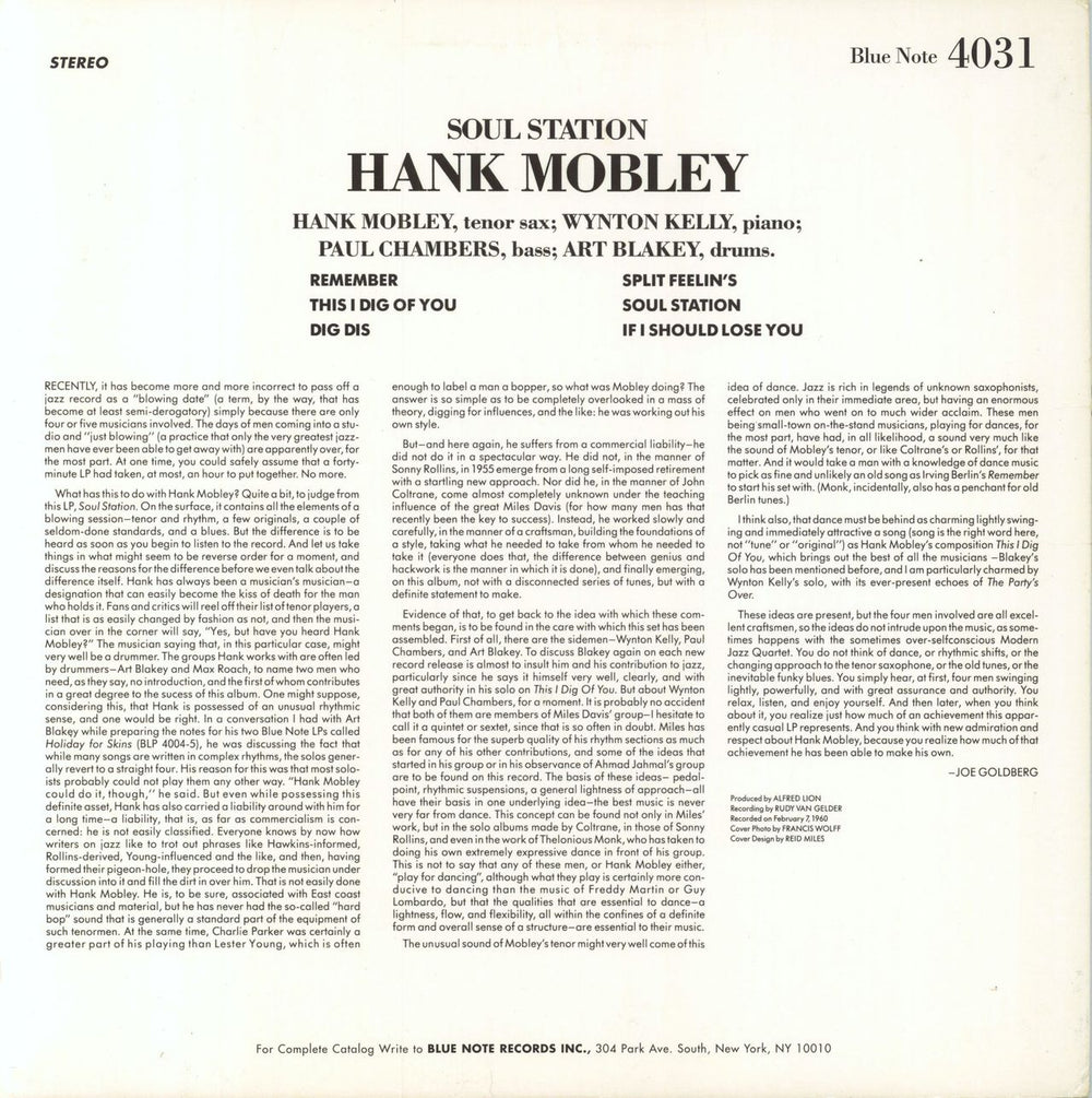 Hank Mobley Soul Station US vinyl LP album (LP record)