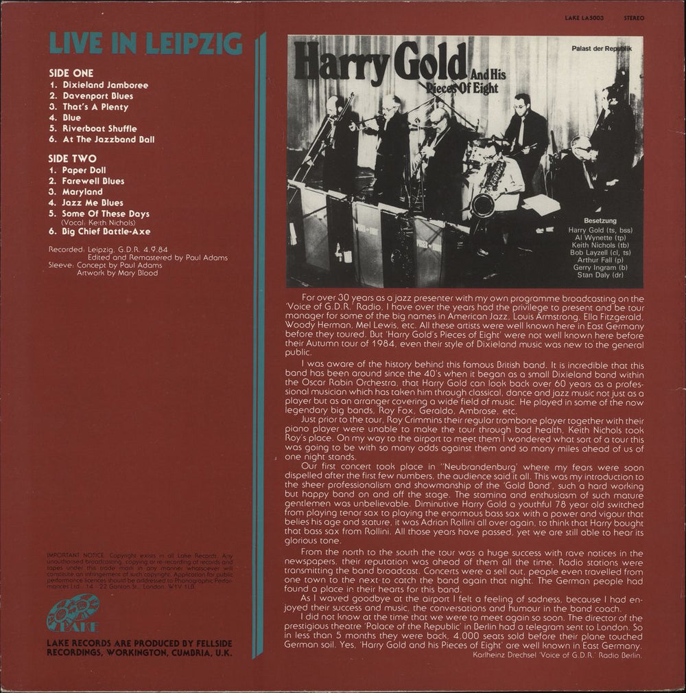 Harry Gold Live In Leipzig UK vinyl LP album (LP record)