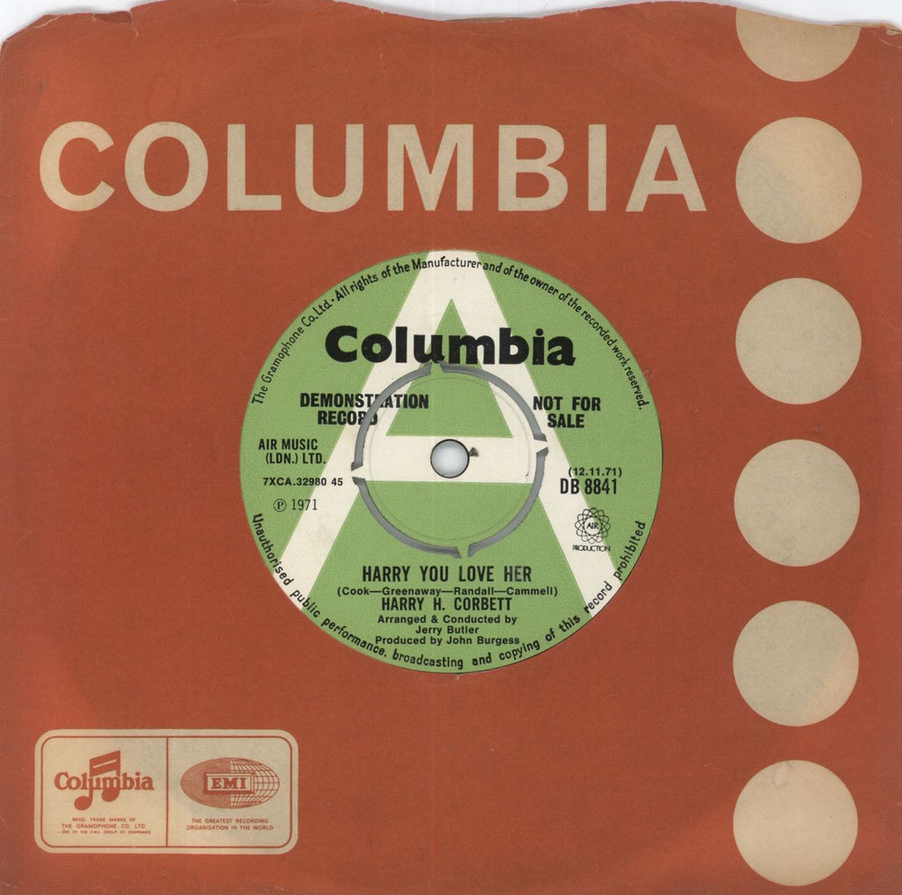 Harry H. Corbett Harry You Love Her - A Label UK Promo 7" vinyl single (7 inch record / 45) DB8841