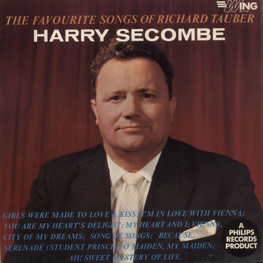 Harry Secombe Sings The Favourite Songs Of Richard Tauber UK vinyl LP album (LP record) WL1187