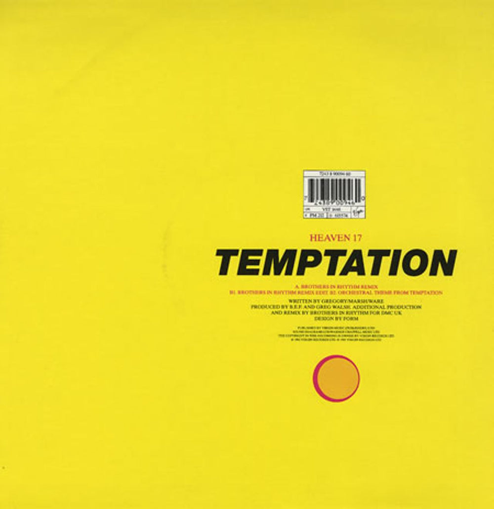 Heaven 17 Temptation - Brothers In Rhythm Remix UK 12" vinyl single (12 inch record / Maxi-single) H1712TE171271