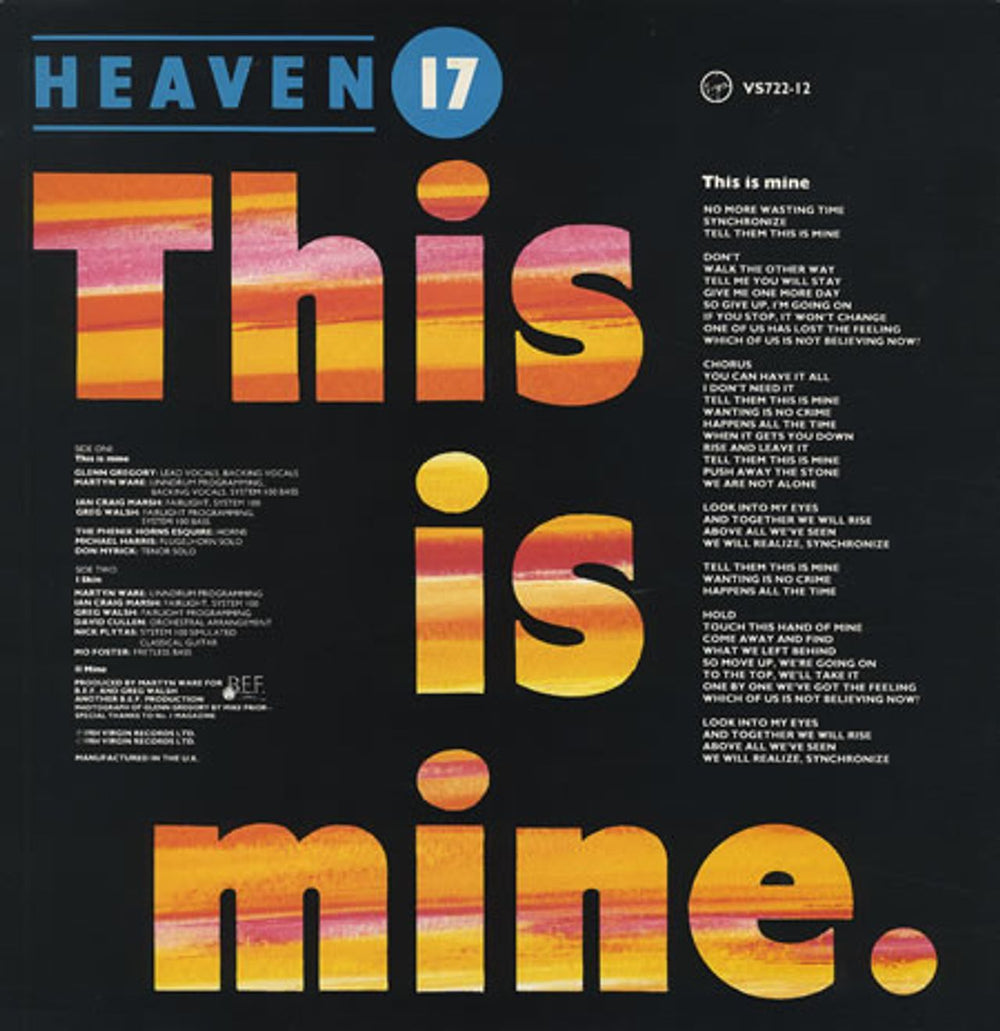 Heaven 17 This Is Mine (Extended Version)+ Poster UK 12" vinyl single (12 inch record / Maxi-single) H1712TH218741