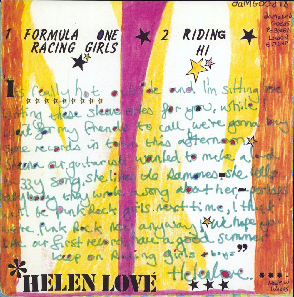 Helen Love Formula One Racing Girls - Red Vinyl UK 7" vinyl single (7 inch record / 45)