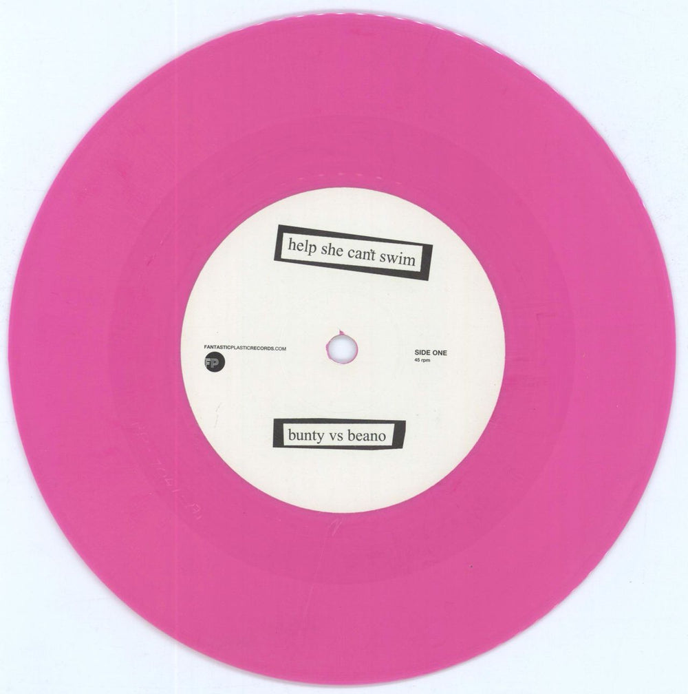 Help She Can't Swim Bunty Vs Beano - Pink Vinyl UK 7" vinyl single (7 inch record / 45) HBH07BU441420