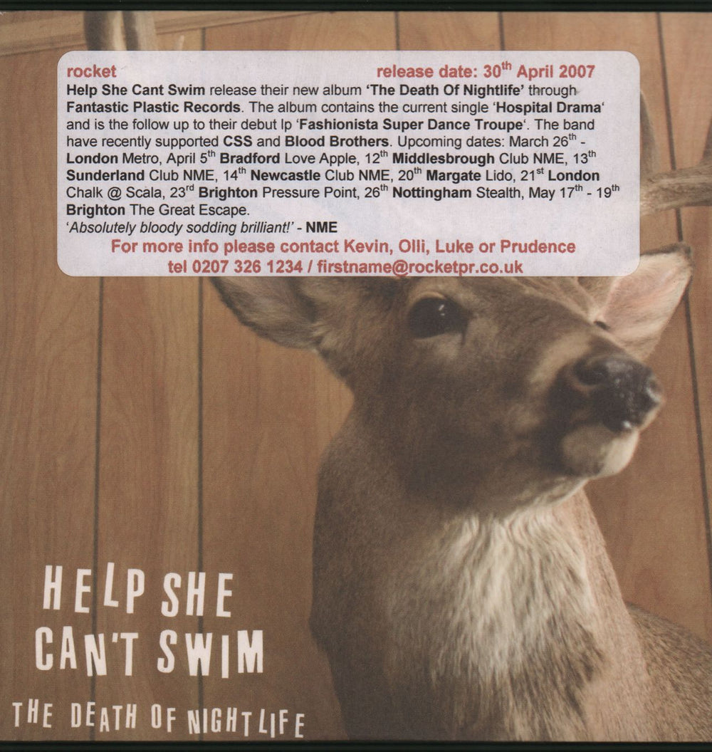 Help She Can't Swim The Death of Nightlife UK Promo CD album (CDLP) FPPR017