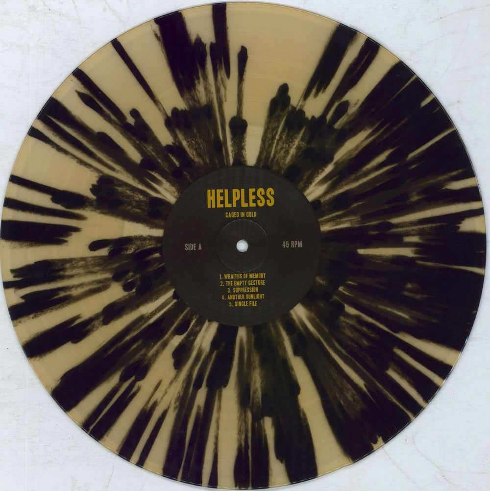 Helpless Caged In Gold - Brown Translucent [Beer] With Black Splatter UK vinyl LP album (LP record) 5--LPCA818756