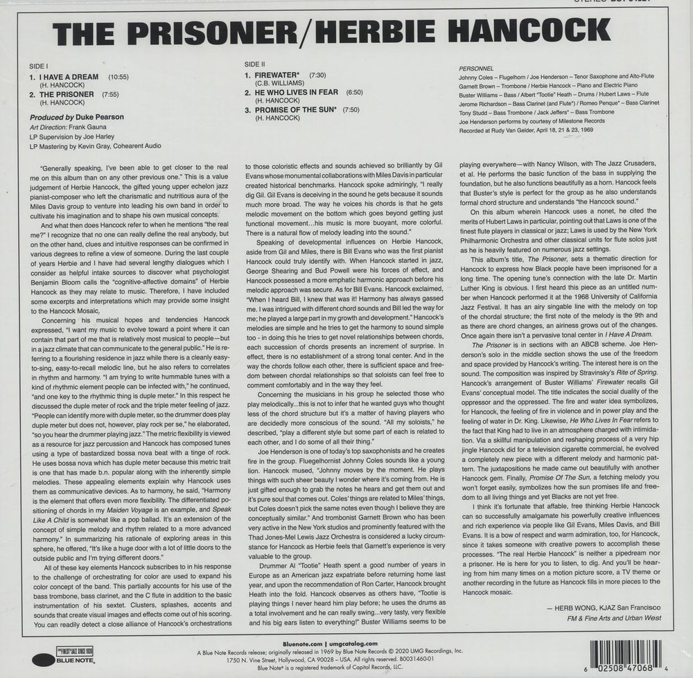 Herbie Hancock The Prisoner - 180gm - Tone Poet Series US vinyl LP album (LP record) 602508470684