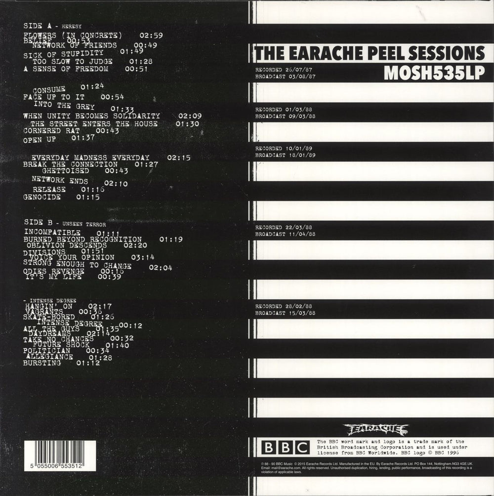 Heresy Grind Madness At The BBC - The Earache Peel Sessions - Green & White Vinyl German vinyl LP album (LP record) 5055006553512