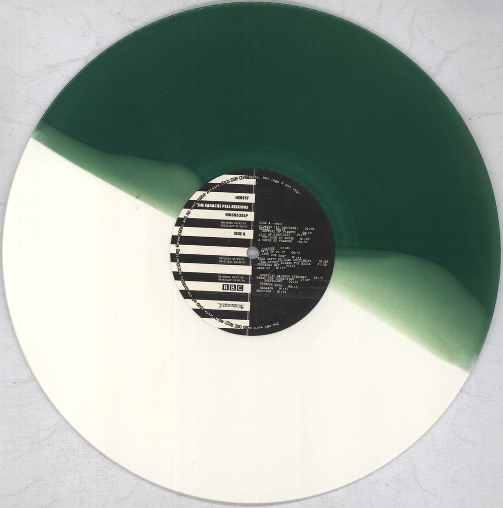 Heresy Grind Madness At The BBC - The Earache Peel Sessions - Green & White Vinyl German vinyl LP album (LP record) HJ1LPGR823207