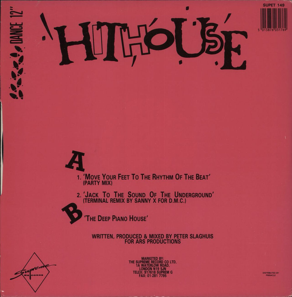 Hithouse Move Your Feet To The Rhythm Of The Beat UK 12" vinyl single (12 inch record / Maxi-single) 5013876031769