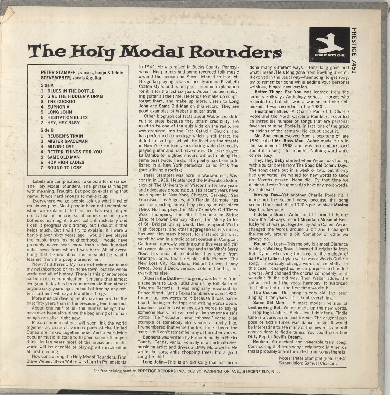 Holy Modal Rounders The Holy Modal Rounders - EX US Vinyl LP ...