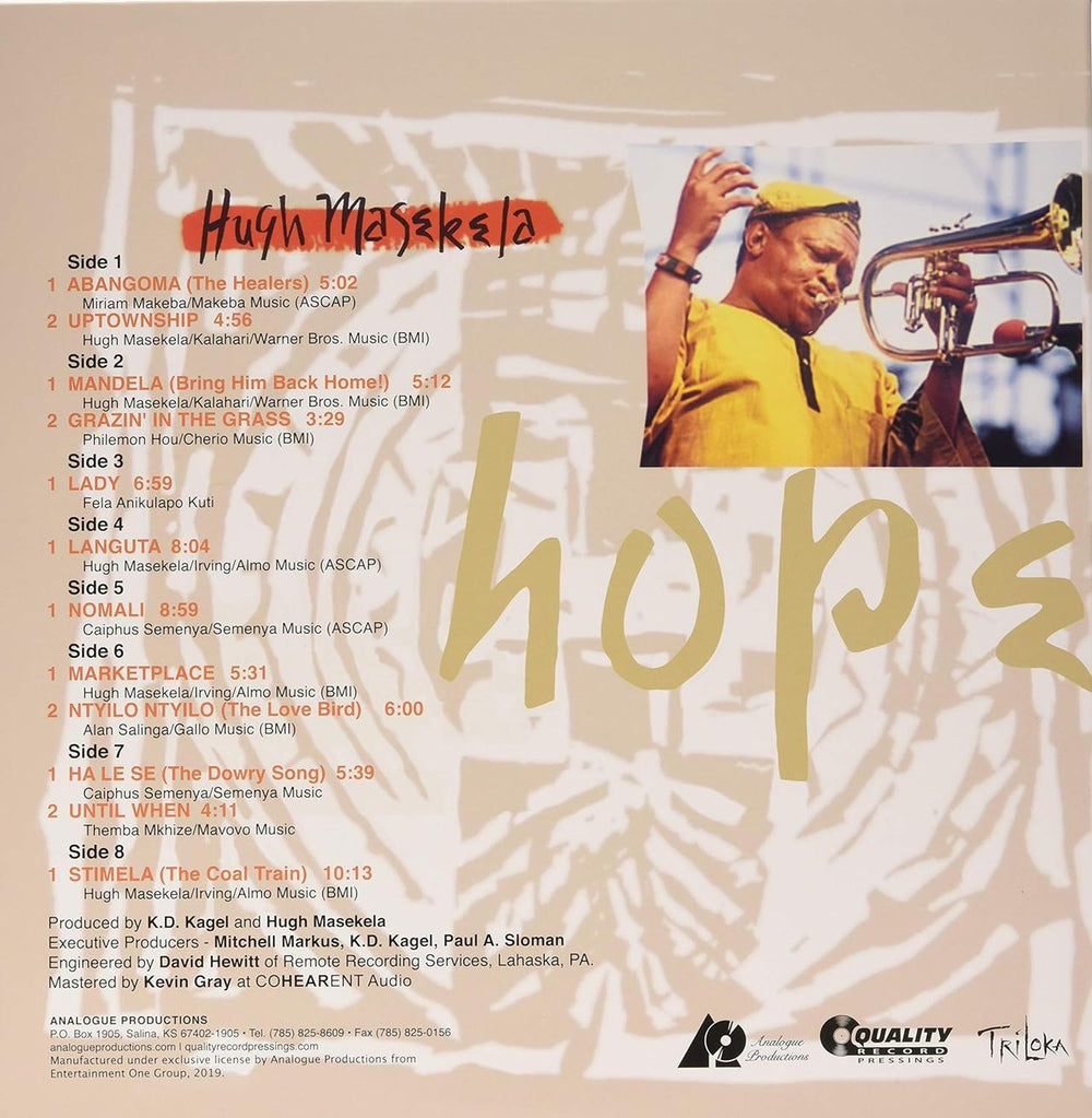 Hugh Masekela Hope - HQ-180 Premium Vinyl 45RPM Box Set - Sealed US 4-LP vinyl album record set 2023