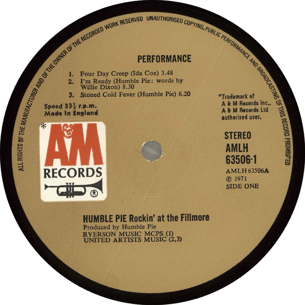 Humble Pie Performance: Rockin' The Fillmore - 1st - EX UK 2-LP vinyl record set (Double LP Album) HMB2LPE714153