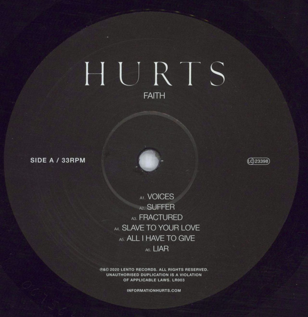 Hurts Faith UK vinyl LP album (LP record) HV2LPFA824144