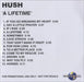 Hush (00s) A Lifetime UK Promo CD-R acetate CD-R ACETATE