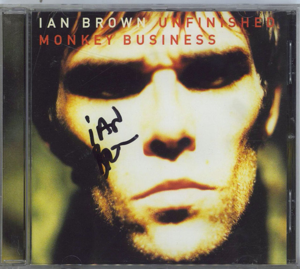 Ian Brown Unfinished Monkey Business - Autographed UK CD album (CDLP) 539565-2