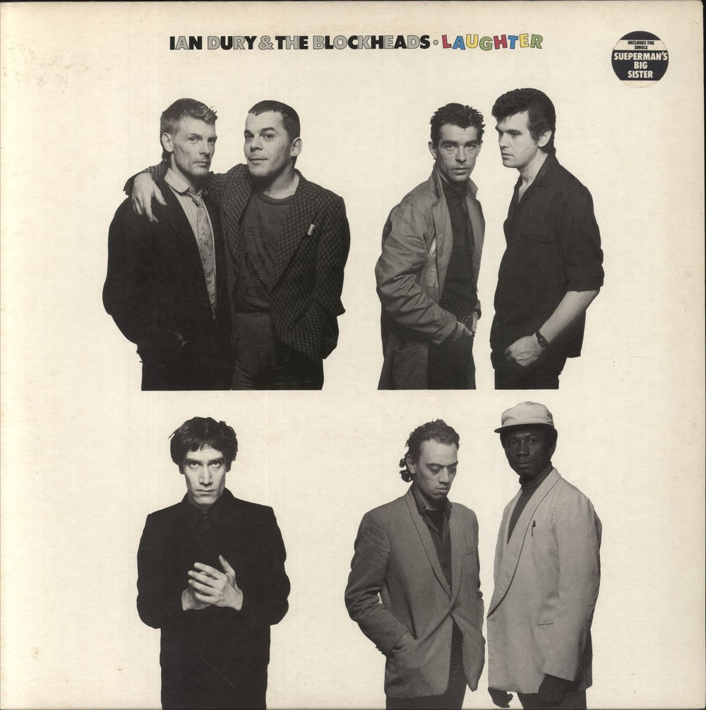 Ian Dury Laughter + John Turnbull & Mickey Gallagher inner UK vinyl LP album (LP record) SEEZ30