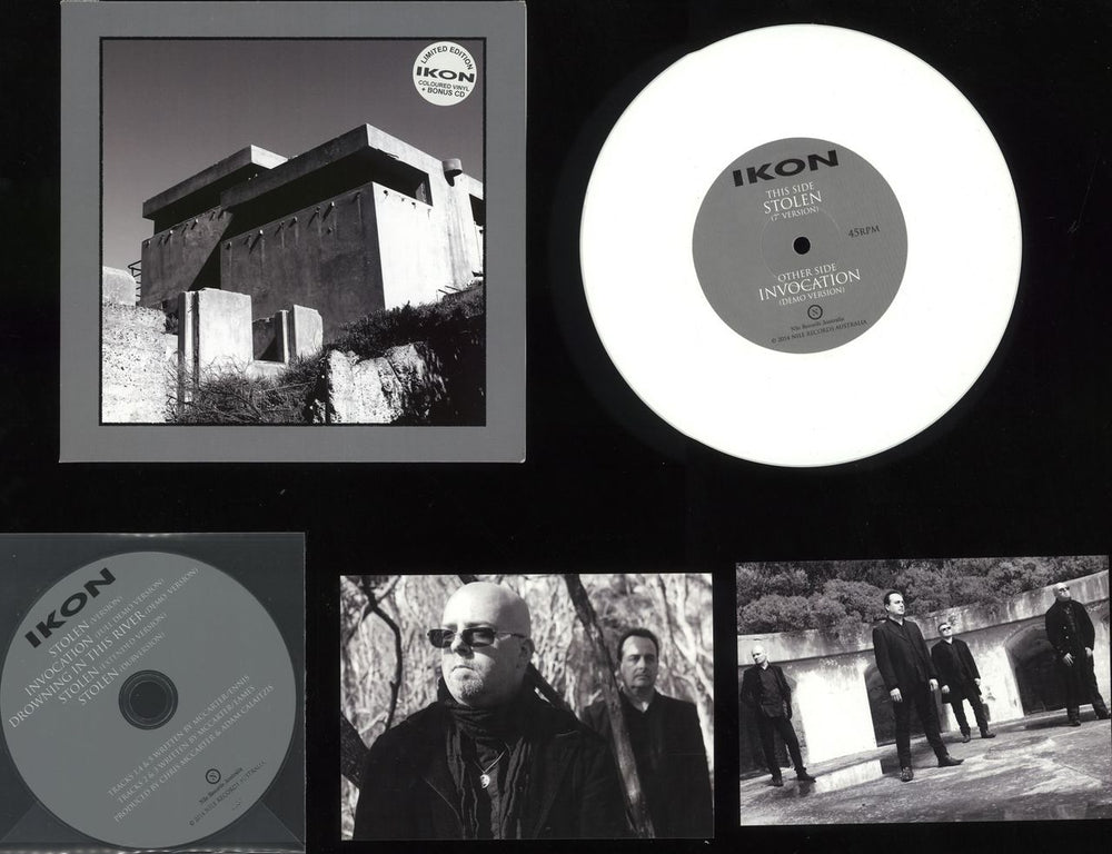 Ikon Stolen - White Vinyl + CD & Postcards Australian 7" vinyl single (7 inch record / 45) STO7