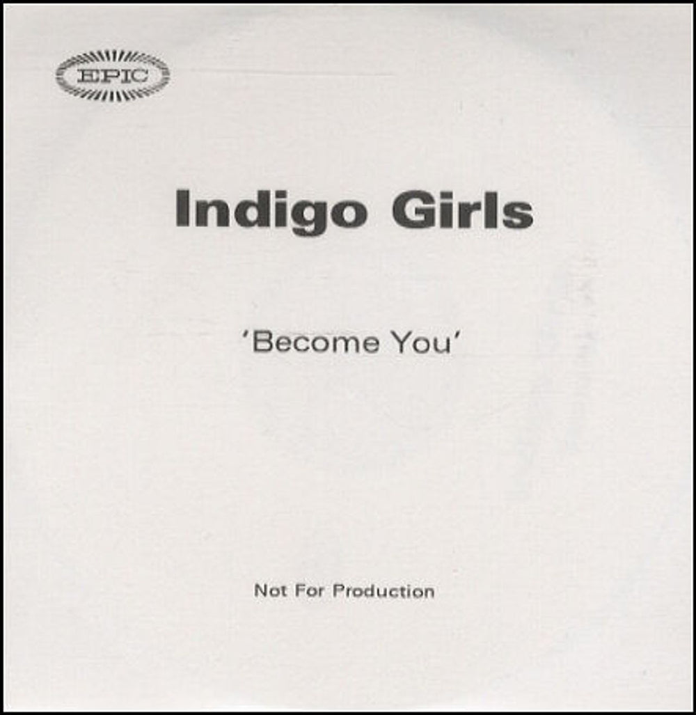 Indigo Girls Become You UK Promo CD-R acetate CDR ACETATE