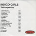 Indigo Girls Retrospective UK Promo CD-R acetate CD ACETATE