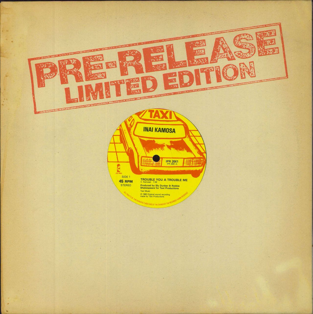 Ini Kamoze Trouble You A Trouble Me UK 12" vinyl single (12 inch record / Maxi-single) IPR2061