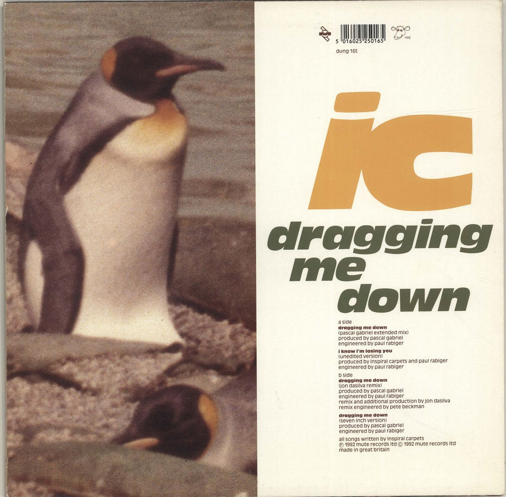 Inspiral Carpets Dragging Me Down + Inserts UK 12" vinyl single (12 inch record / Maxi-single) 5016025250165