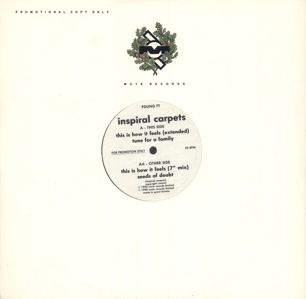 Inspiral Carpets This Is How It Feels UK Promo 12" vinyl single (12 inch record / Maxi-single) PDUNG7T