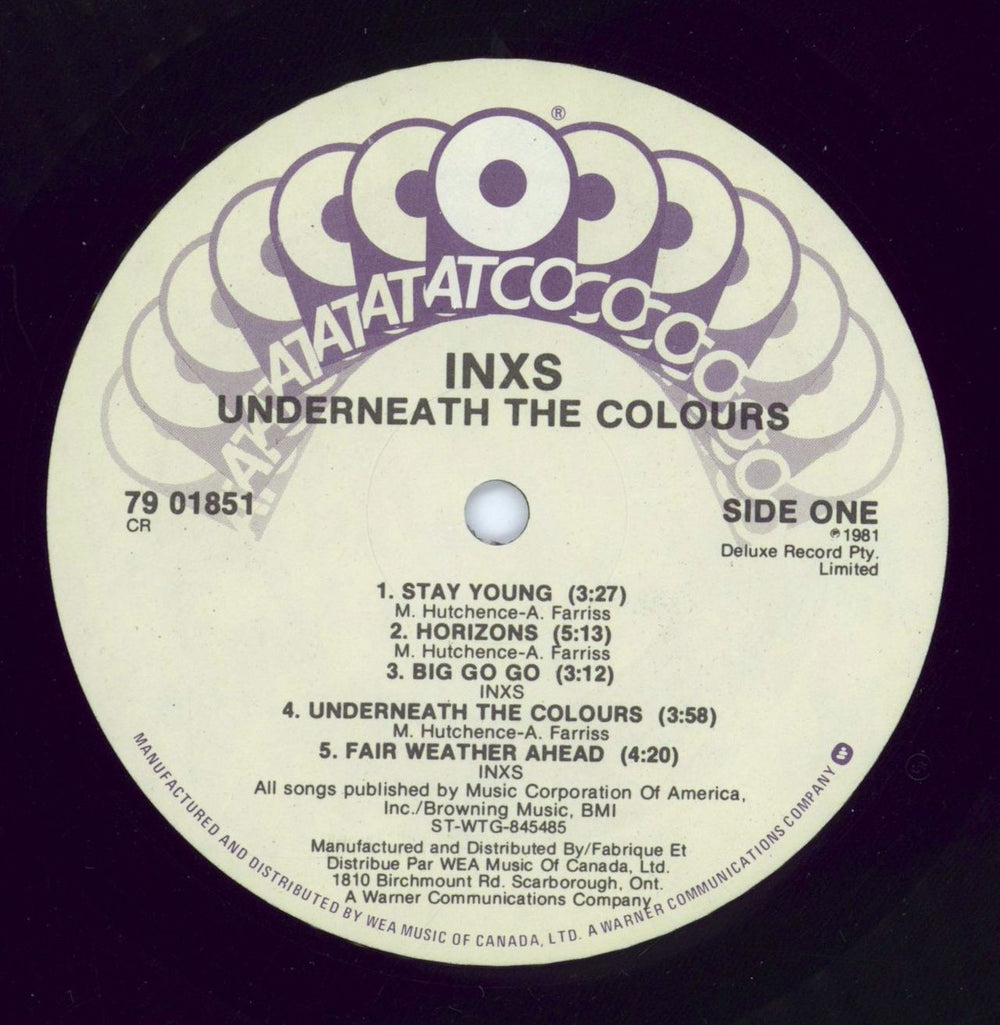 Inxs Underneath The Colours Canadian vinyl LP album (LP record) INXLPUN237340