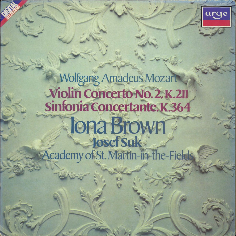 Iona Brown Mozart: Violin Concerto No. 2, K.211 / Sinfonia Concertante, K.364 UK vinyl LP album (LP record) 411613-1