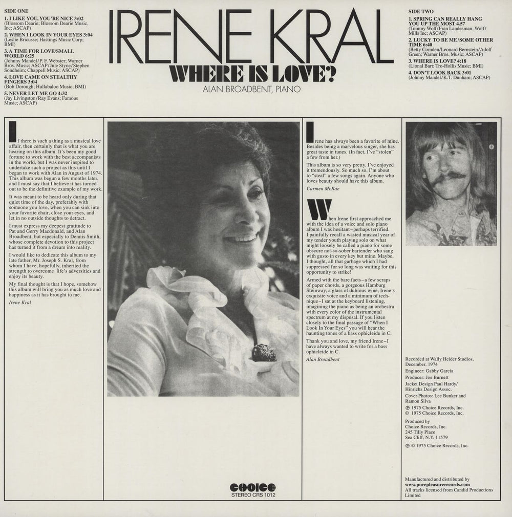 Irene Kral Where Is Love? UK vinyl LP album (LP record)