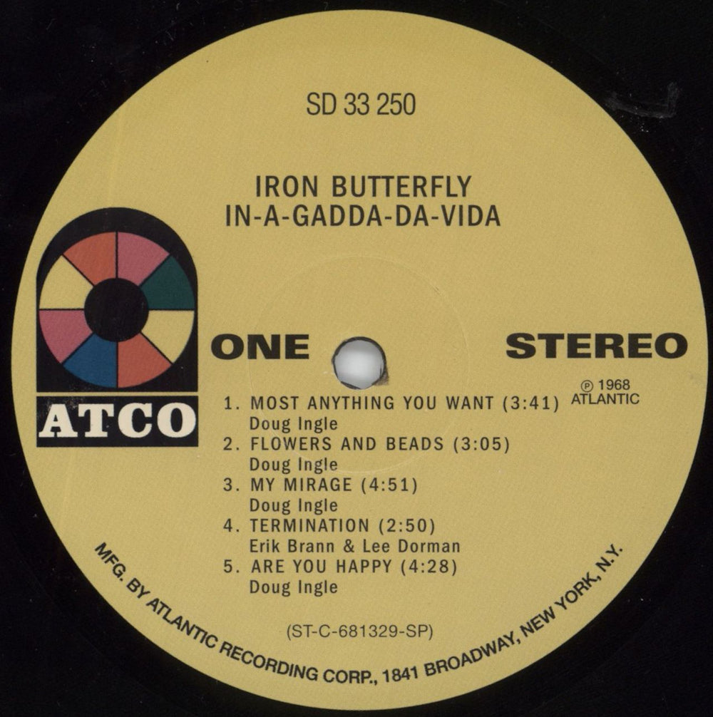 Iron Butterfly In-A-Gadda-Da Vida US vinyl LP album (LP record) IRBLPIN805504