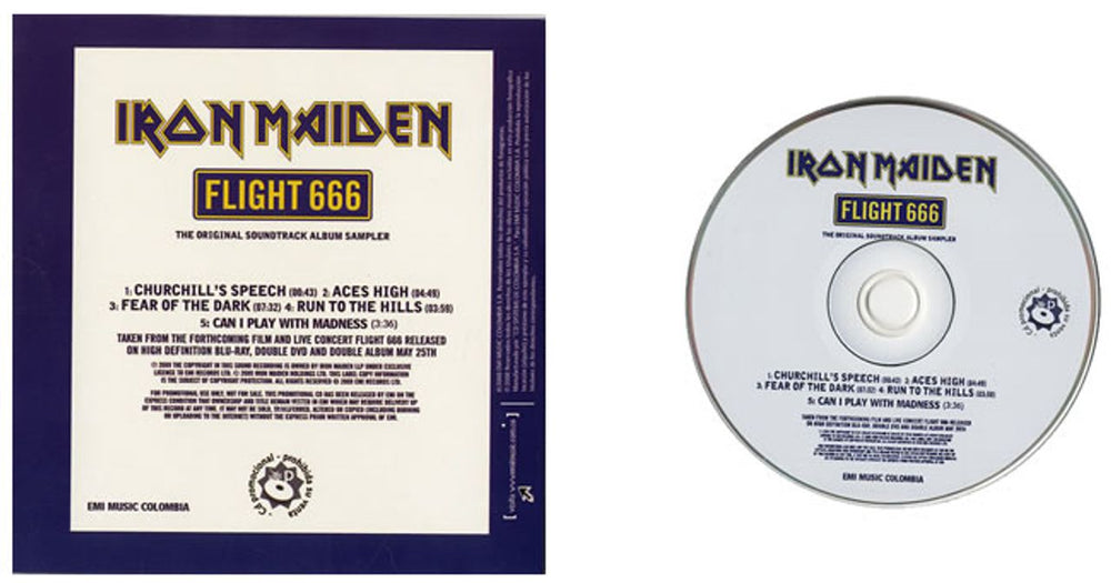 Iron Maiden Flight 666 - The Original Soundtrack Album Sampler Colombian Promo CD single (CD5 / 5") IROC5FL475242