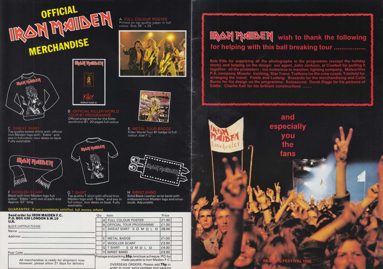 Iron Maiden Killer World Tour '81 UK Tour programme —