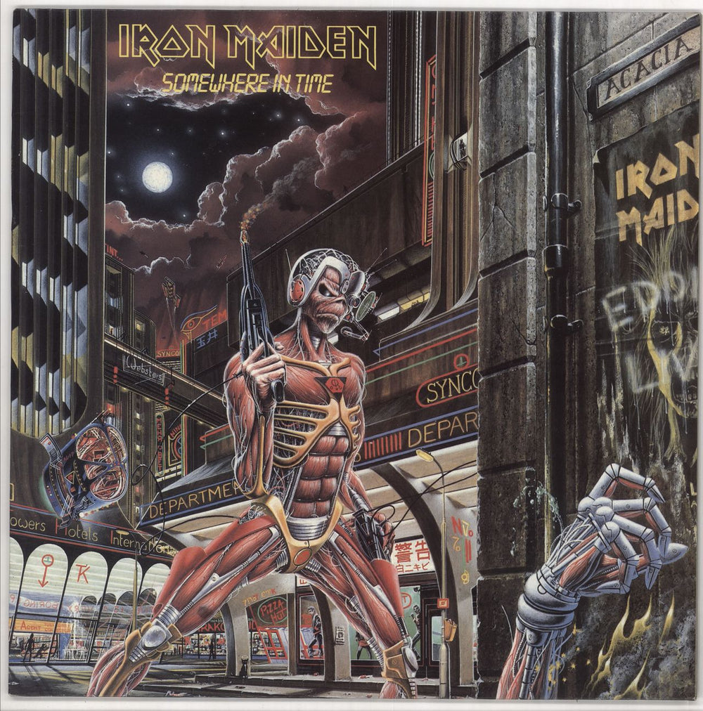 Iron Maiden Somewhere In Time + Insert UK vinyl LP album (LP record) EMC3512